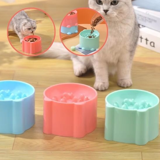 Gamelle surélevé pour Chat, Anti-Vomissements et alimentation lente. - ChatLoulou