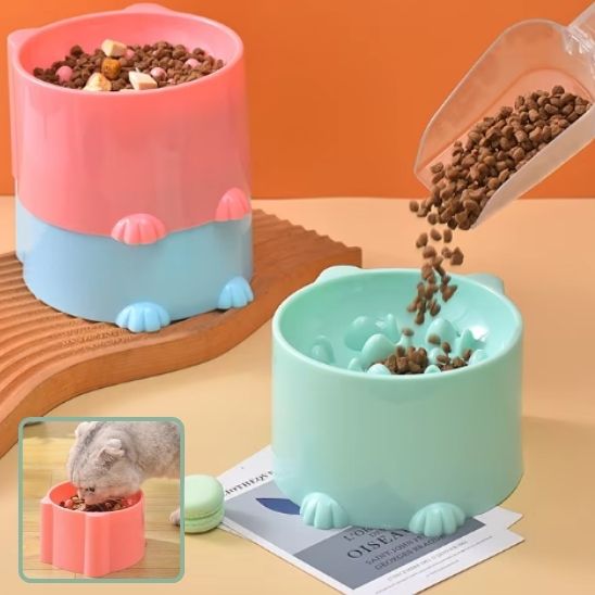 Gamelle surélevé pour Chat, Anti-Vomissements et alimentation lente. - ChatLoulou