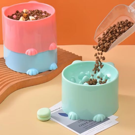 Gamelle surélevé pour Chat, Anti-Vomissements et alimentation lente. - ChatLoulou