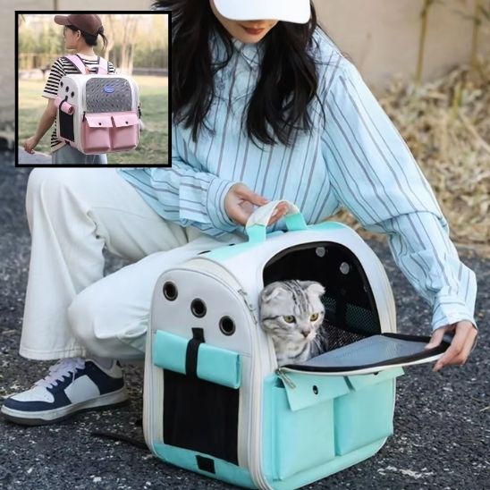 Sac pliable pour chat avec bretelles rembourrées et ceinture de taille : le compagnon idéal pour vos aventures félines