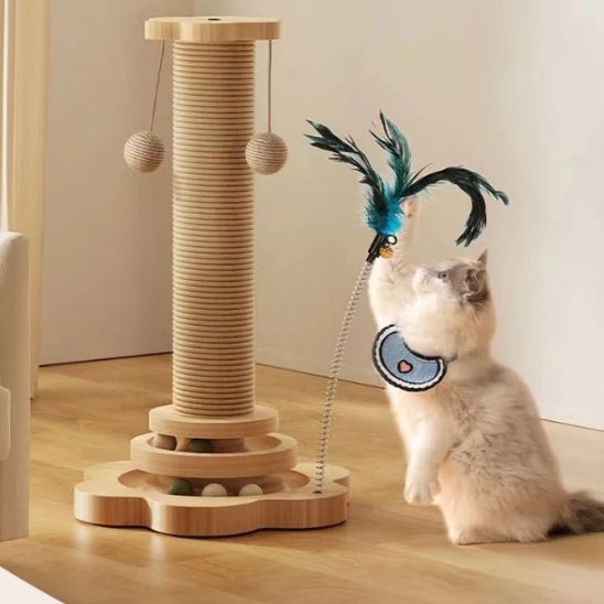 Jouet pour Chat 4 en 1 - Corde en Sisal - Arbre à Chat Multifonction - ChatLoulou