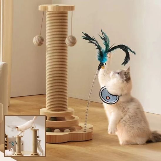 Jouet pour Chat 4 en 1 - Corde en Sisal - Arbre à Chat Multifonction - ChatLoulou