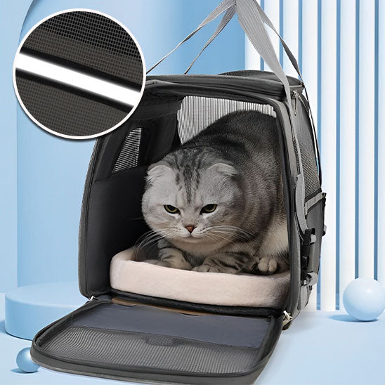 Sac de transport pour chat : Le compagnon idéal pour vos voyages (44x28x25cm)