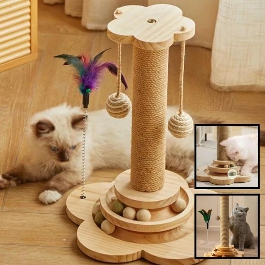 Jouet pour Chat 4 en 1 - Corde en Sisal - Arbre à Chat Multifonction - ChatLoulou