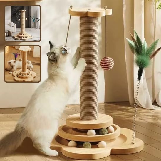 Jouet pour Chat 4 en 1 - Corde en Sisal - Arbre à Chat Multifonction - ChatLoulou