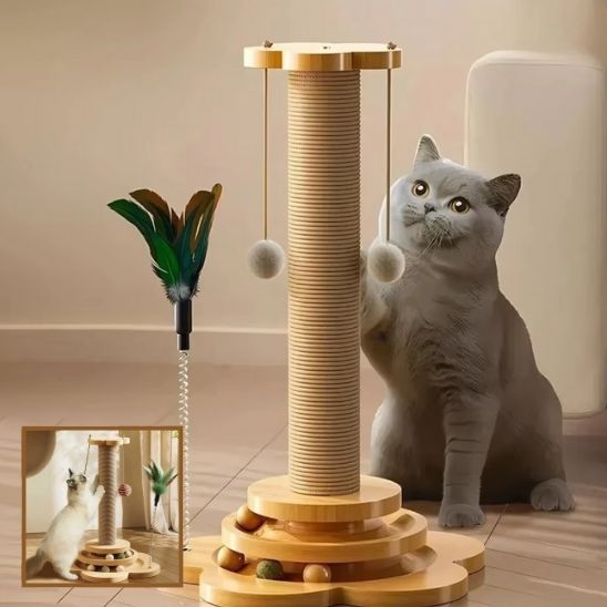 Jouet pour Chat 4 en 1 - Corde en Sisal - Arbre à Chat Multifonction - ChatLoulou