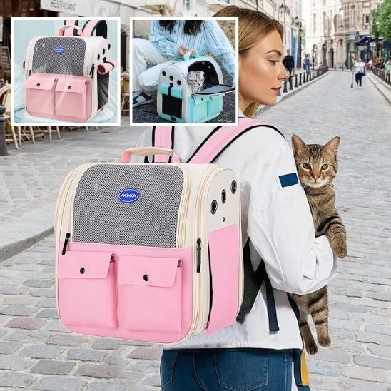 Sac pliable pour chat avec bretelles rembourrées et ceinture de taille : le compagnon idéal pour vos aventures félines