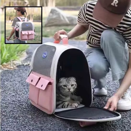 Sac pliable pour chat avec bretelles rembourrées et ceinture de taille : le compagnon idéal pour vos aventures félines