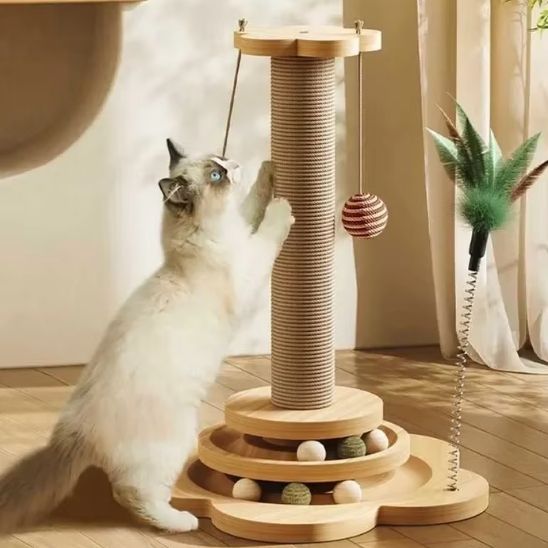 Jouet pour Chat 4 en 1 - Corde en Sisal - Arbre à Chat Multifonction - ChatLoulou